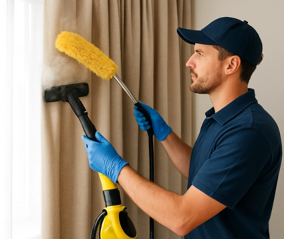 Trusted residential curtain cleaning technician Matty Curtain Cleaning coalfalls QLD